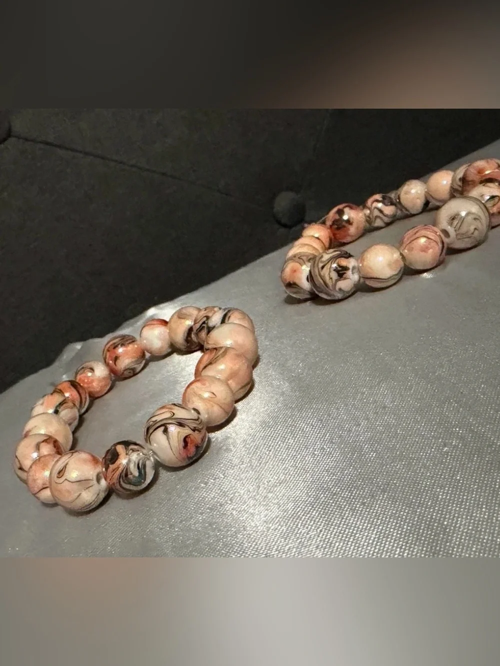 Handmade Tiger Striped Marbled Bead Bracelet - Women's Fashion Jewelry